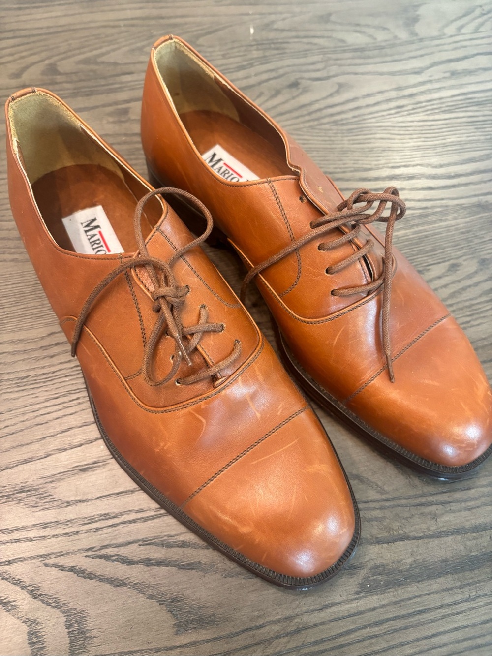 Men's Tan Leather Derby Shoes by